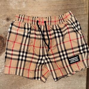 Burberry Beige and Red Plaid Shorts